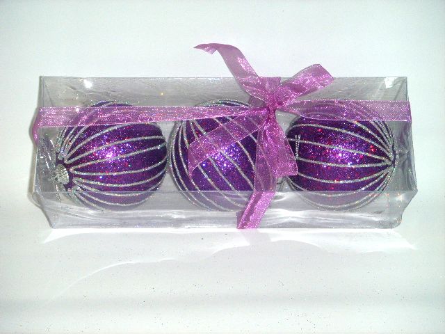 4717622277111-3入8cm紫底銀紋聖誕球