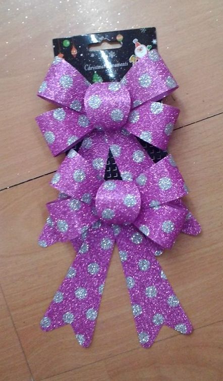 4715872471082-2入聖誕圓點蝴蝶結吊飾