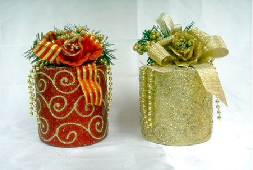 4711542830371金蔥禮物盒擺飾(金紅)