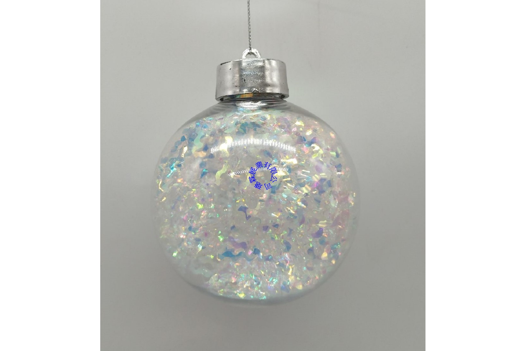 4713510788523-8CM聖誕球吊飾-寬條虹彩雪蔥