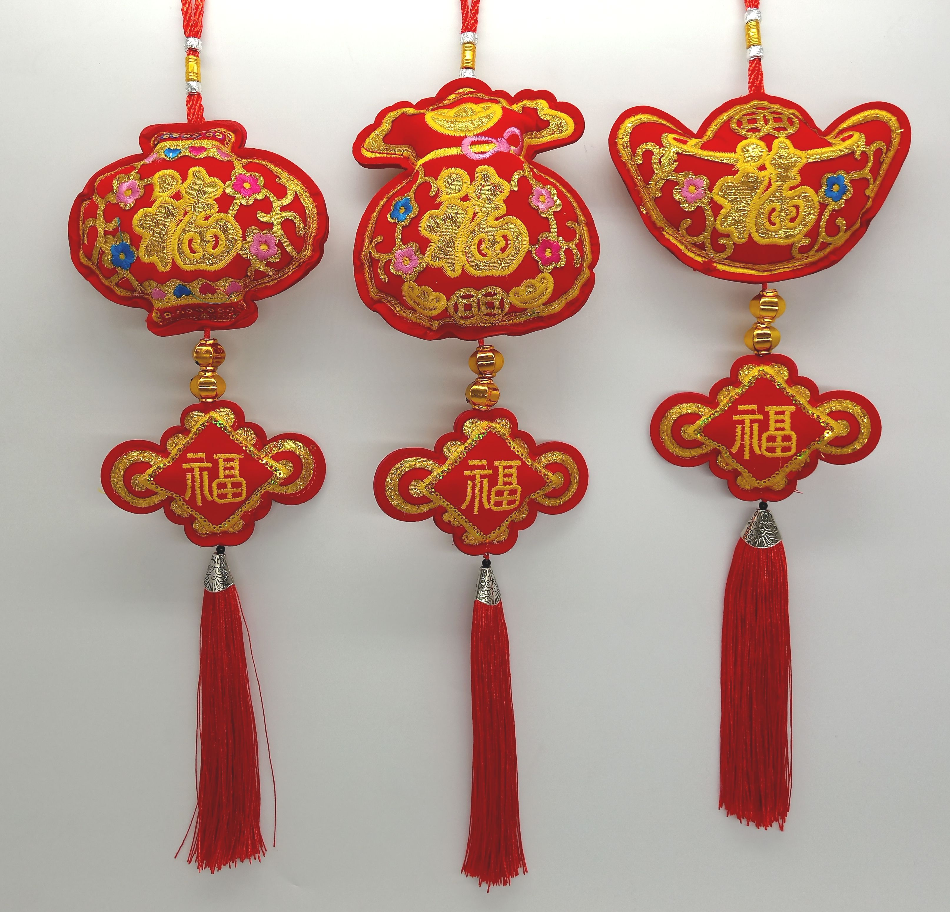 4711075070879-12cm燈籠錢袋元寶+中國結吊飾