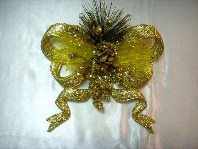 4717622272390金蔥電鍍聖誕蝴蝶結吊飾