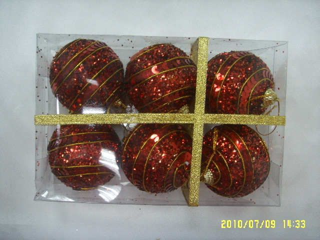 4711542830098-6入60mm紅亮片聖誕球+金線