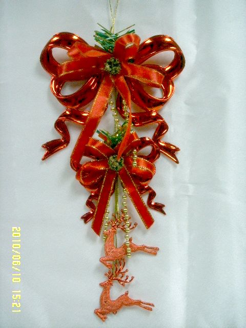 47115428303022電鍍雙蝴蝶結+雙麋鹿吊飾