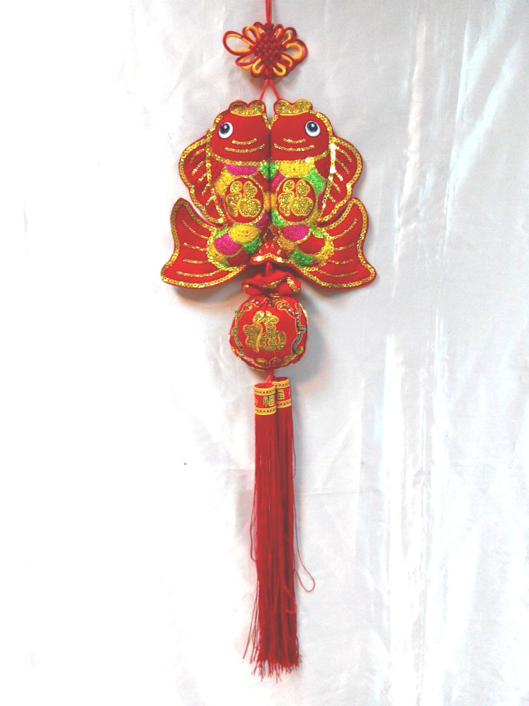 22cm七彩亮片雙魚+福袋吊飾