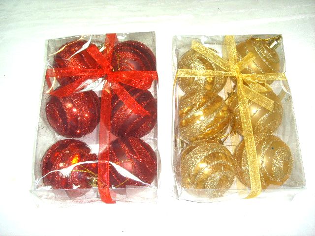 4715872474007-6公分6入金紅蔥透明聖誕球