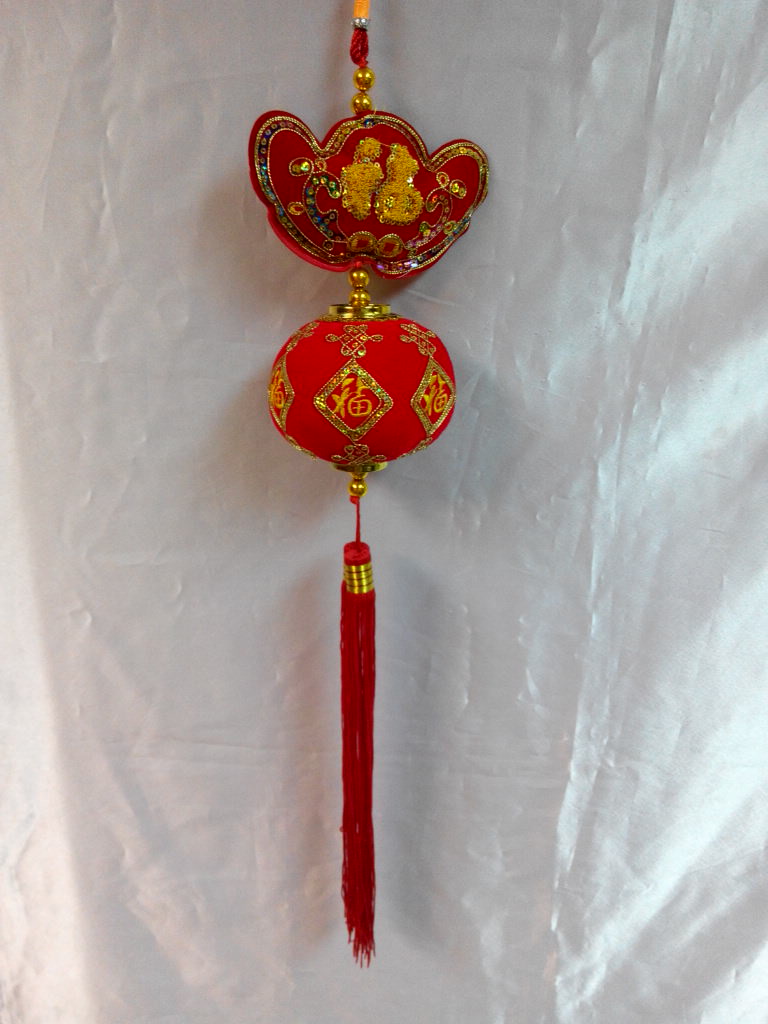 紅絨吉祥燈籠大吊飾