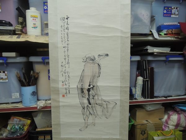 李耕-(人物畫)達摩，設色水書畫作品