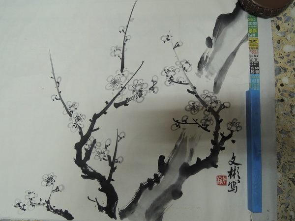 吳文彬-(墨梅)，水墨畫作品