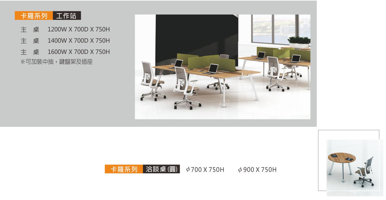 卡羅系列工作站+洽談桌(圓)