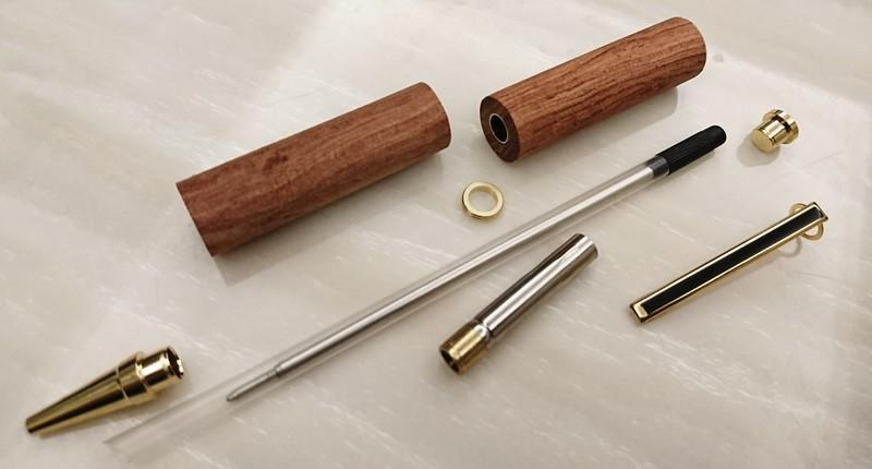 金色原子筆附花梨/紅木組合型筆套件