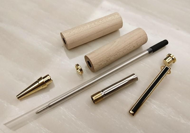 金色原子筆附山毛櫸木組合型筆套件