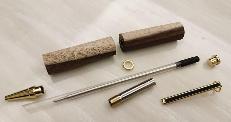 金色原子筆附紫壇木組合型筆套件