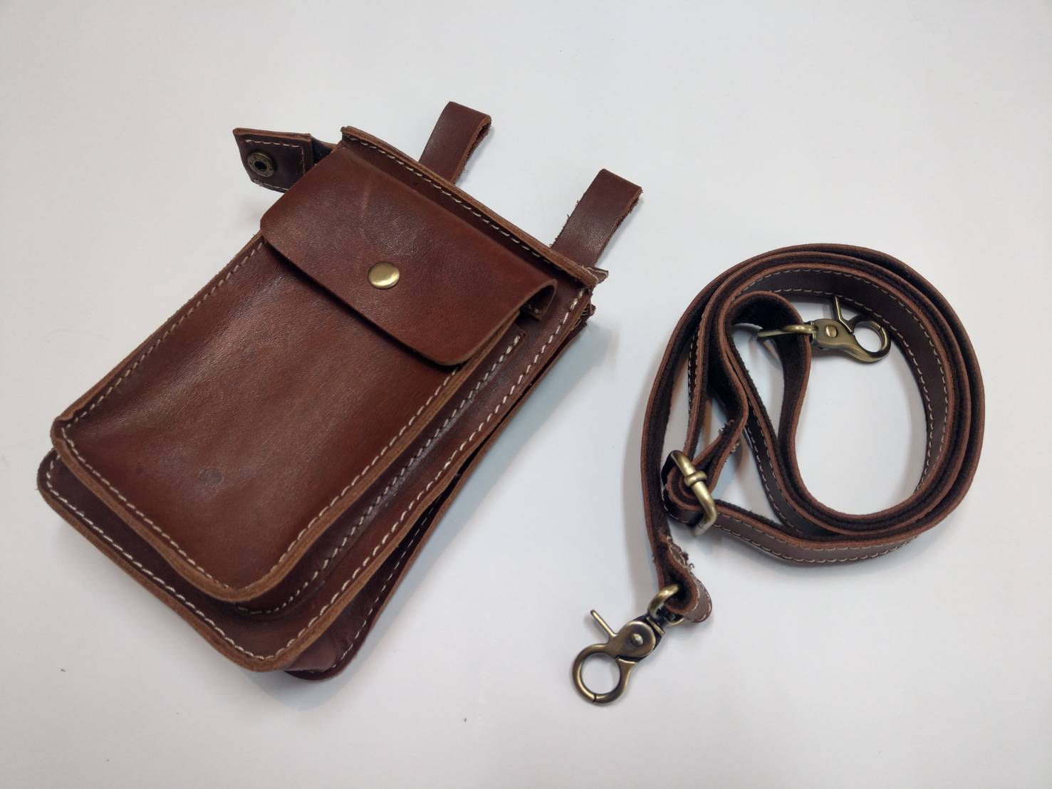 真皮男士潮酷手機戶外7吋腰包(共3色)