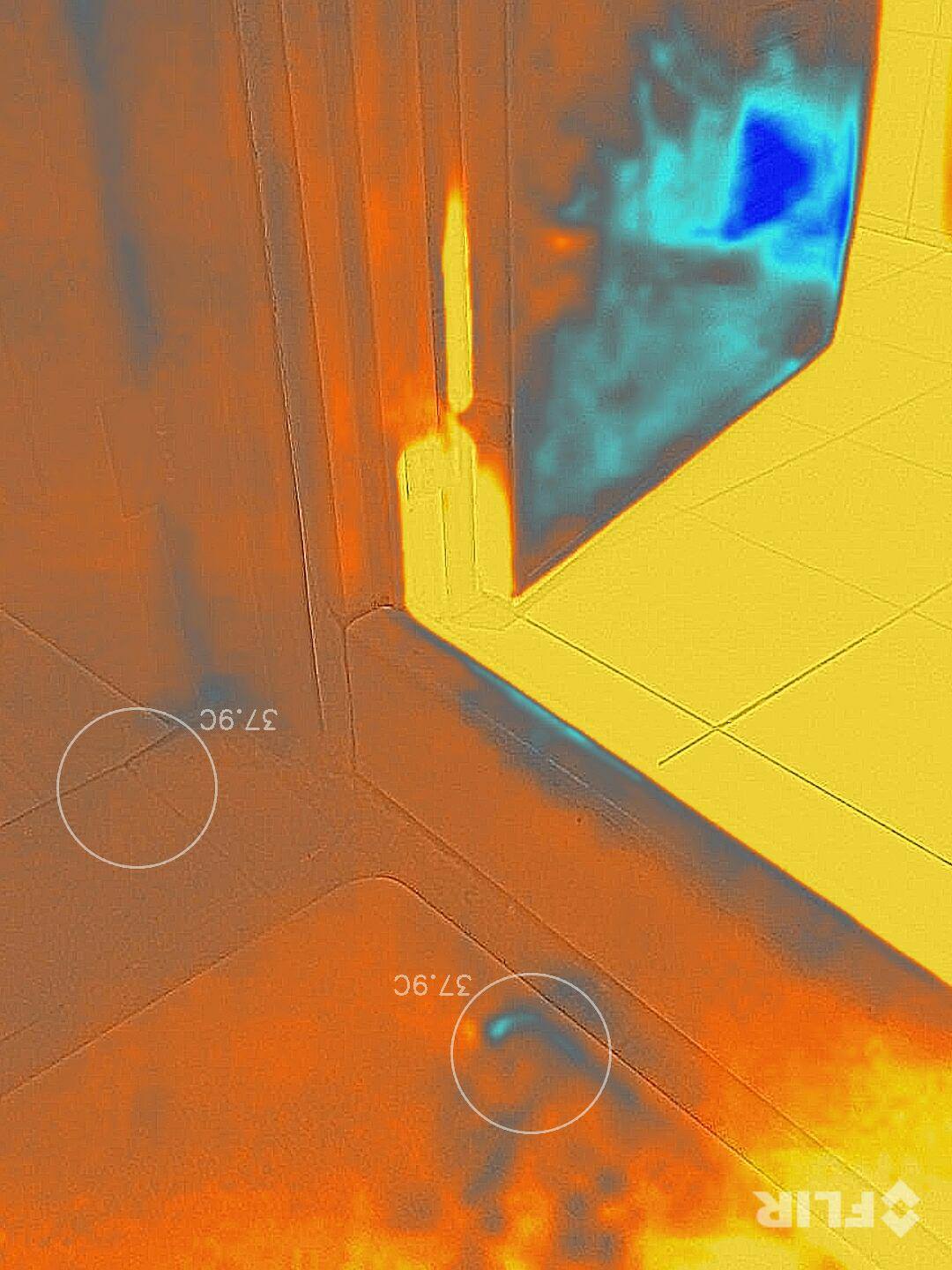 淹水後以紅外線熱像儀檢測-浴室門檻漏水