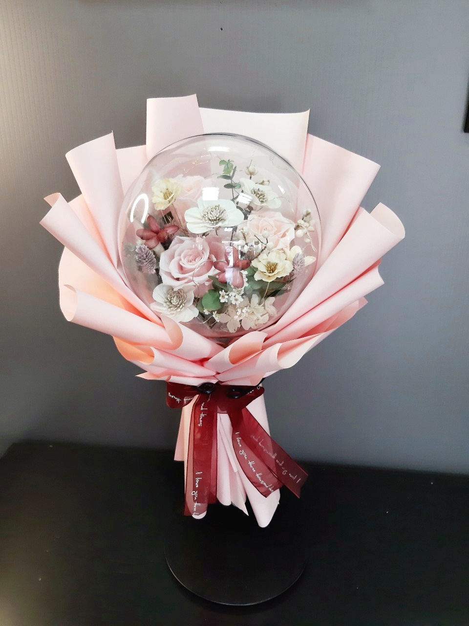 水晶球永生花花束