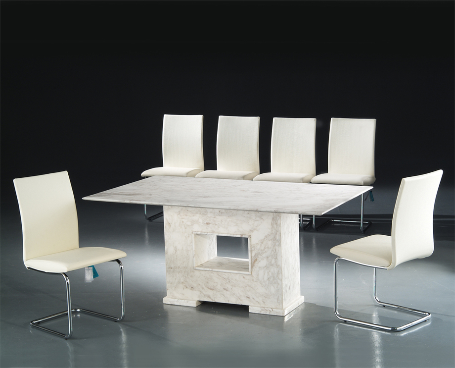 天然石長方餐桌椅