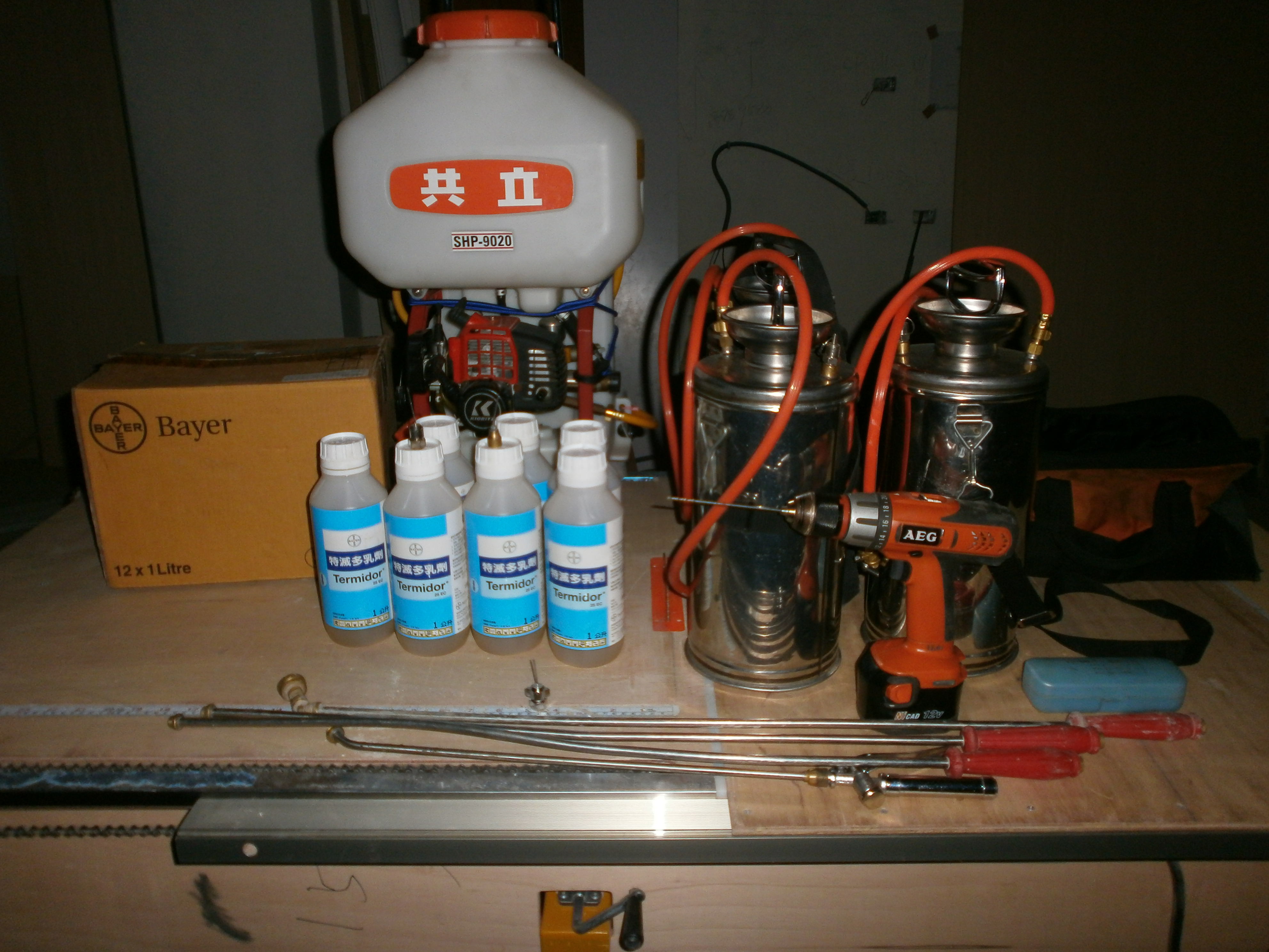 裝璜前工程消毒