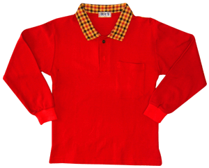 長袖純棉POLO衫-紅色