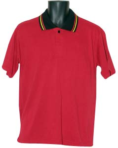 網眼POLO衫-暗紅色