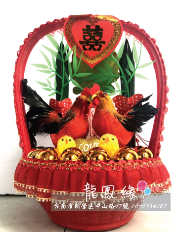 紅蕾絲小圓籃傳統帶路雞