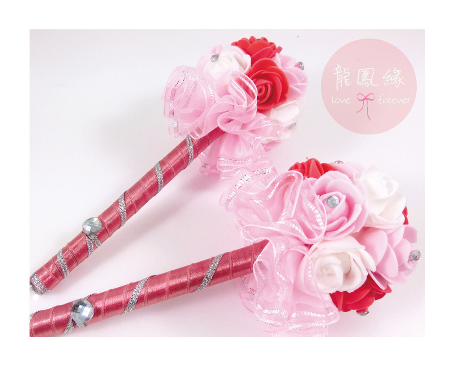 粉色花球簽名筆
