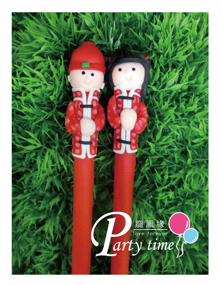 新娘新郎造型軟陶筆