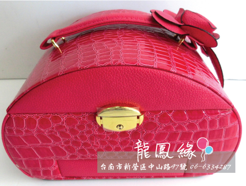 半圓玫瑰皮質化裝箱-桃紅