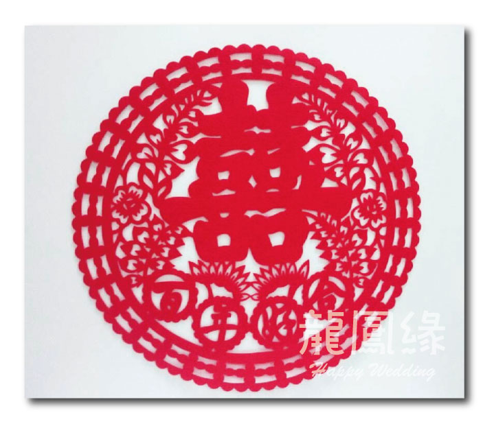 圓盤不織布鴛鴦囍字