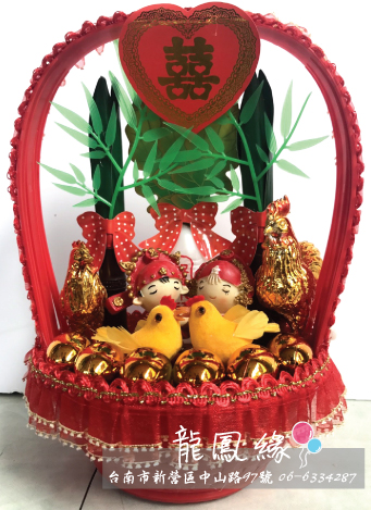 紅蕾絲小圓籃新人金雞帶路雞