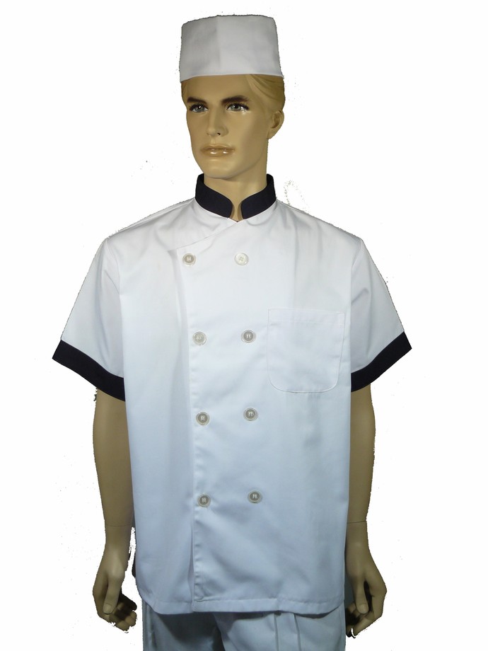 A115中山雙排短袖.領.袖口.配黑色