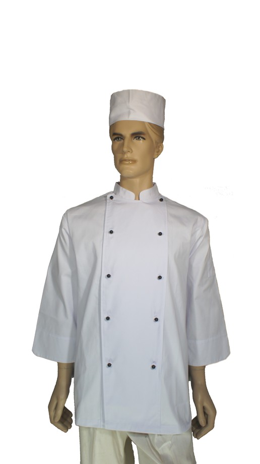 A122中山領雙排七分袖安全扣