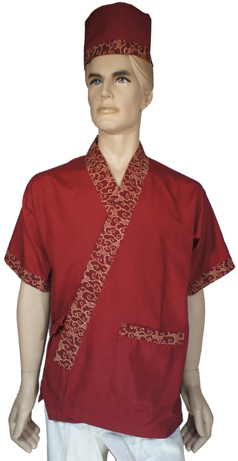 A276暗紅配暗紅雲朵門襟日式和服