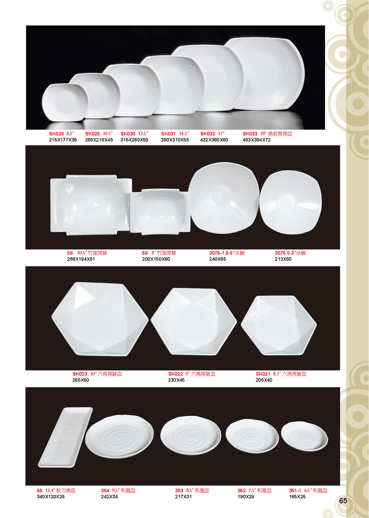 HH-瓷白加金美耐皿碗盤