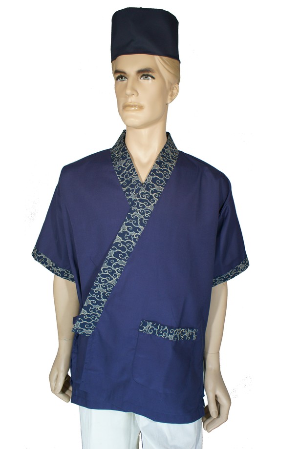 A274日本服藍色配藍雲朵門襟