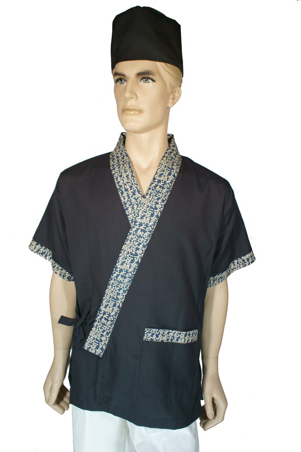 A266日本服黑配藍日字門襟