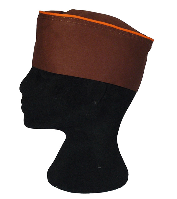 A324-3咖啡滾橘邊布帽