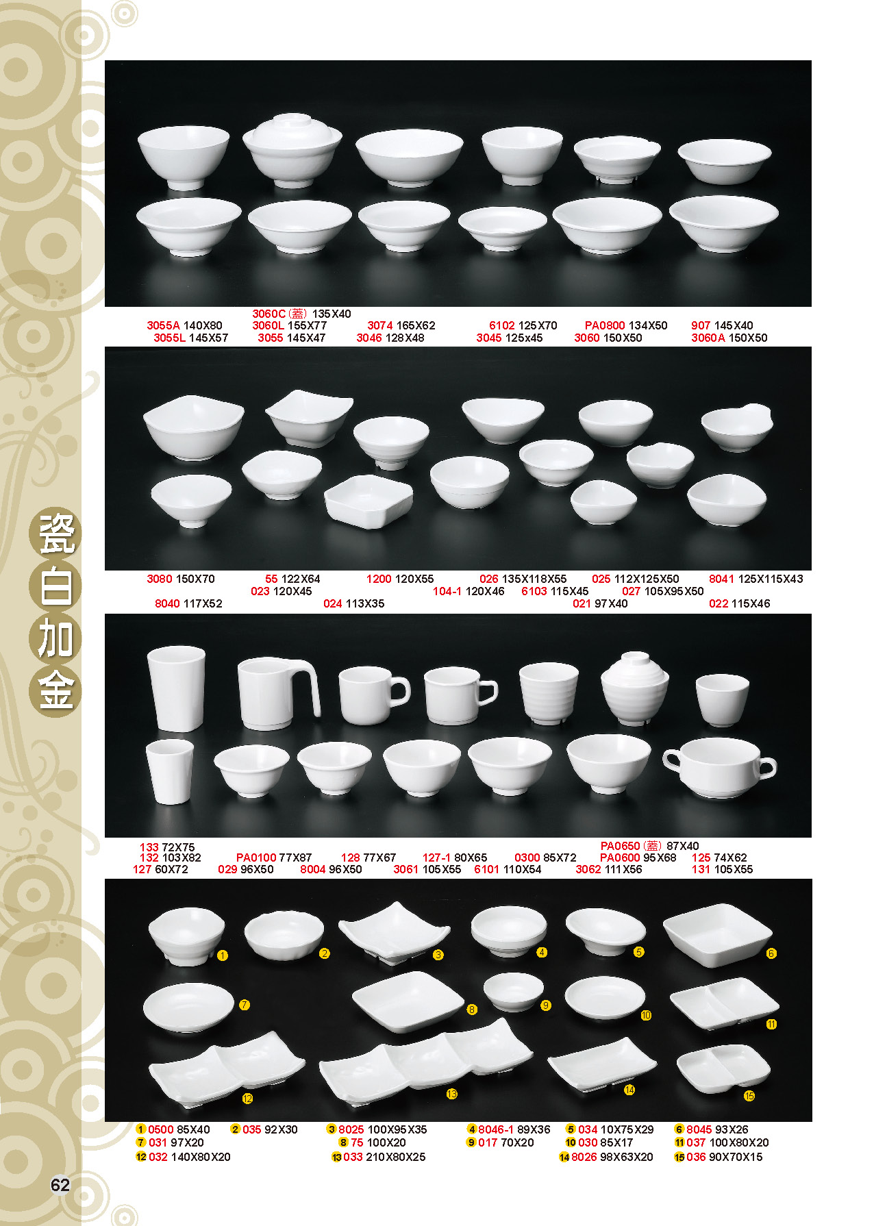 HH-瓷白加金美耐皿碗盤