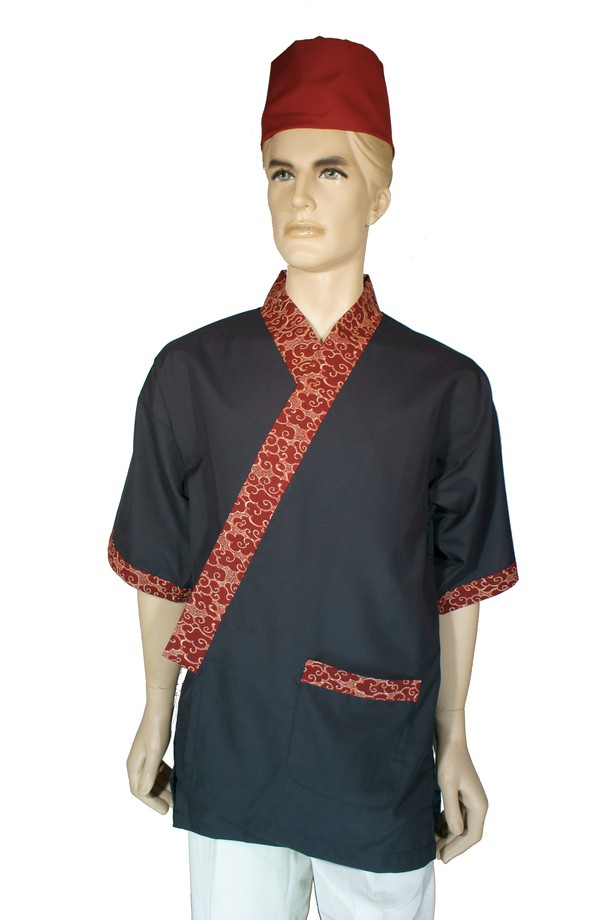 A275日本服黑配暗紅雲朵門襟