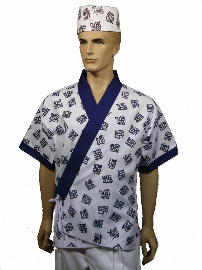 A204魚字配藍門襟日式和服