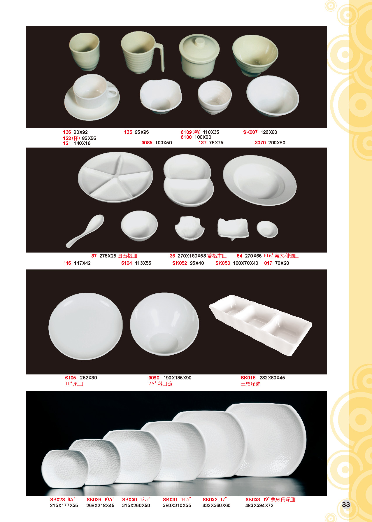 HH-乳白素色美耐皿碗盤