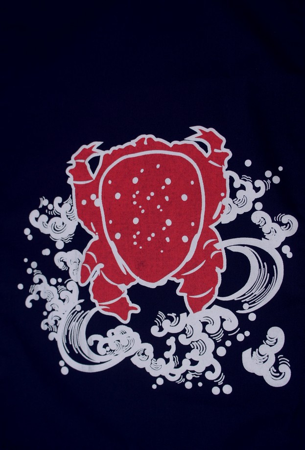 A334-11旭蟹藍底雙色海鮮單片門簾