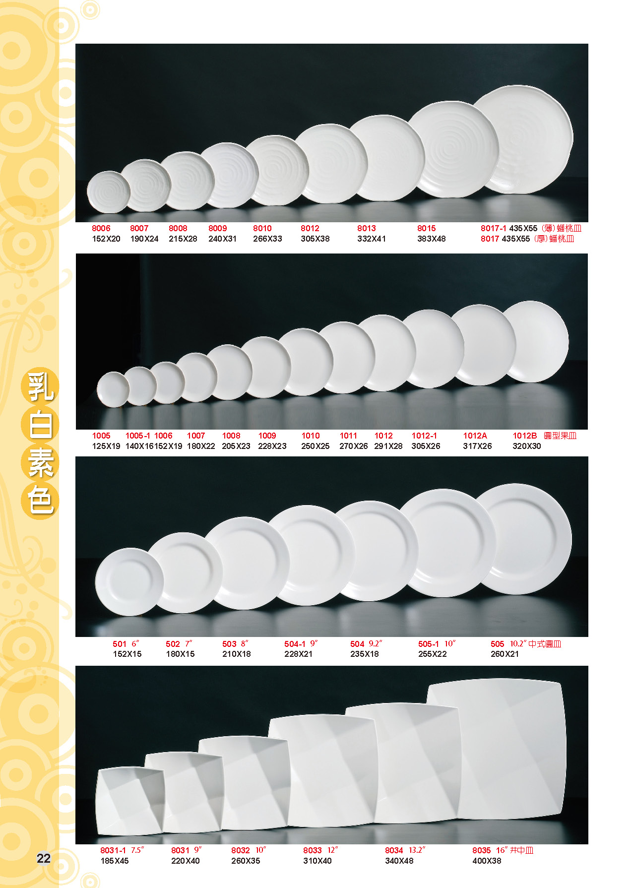 HH-乳白素色美耐皿碗盤