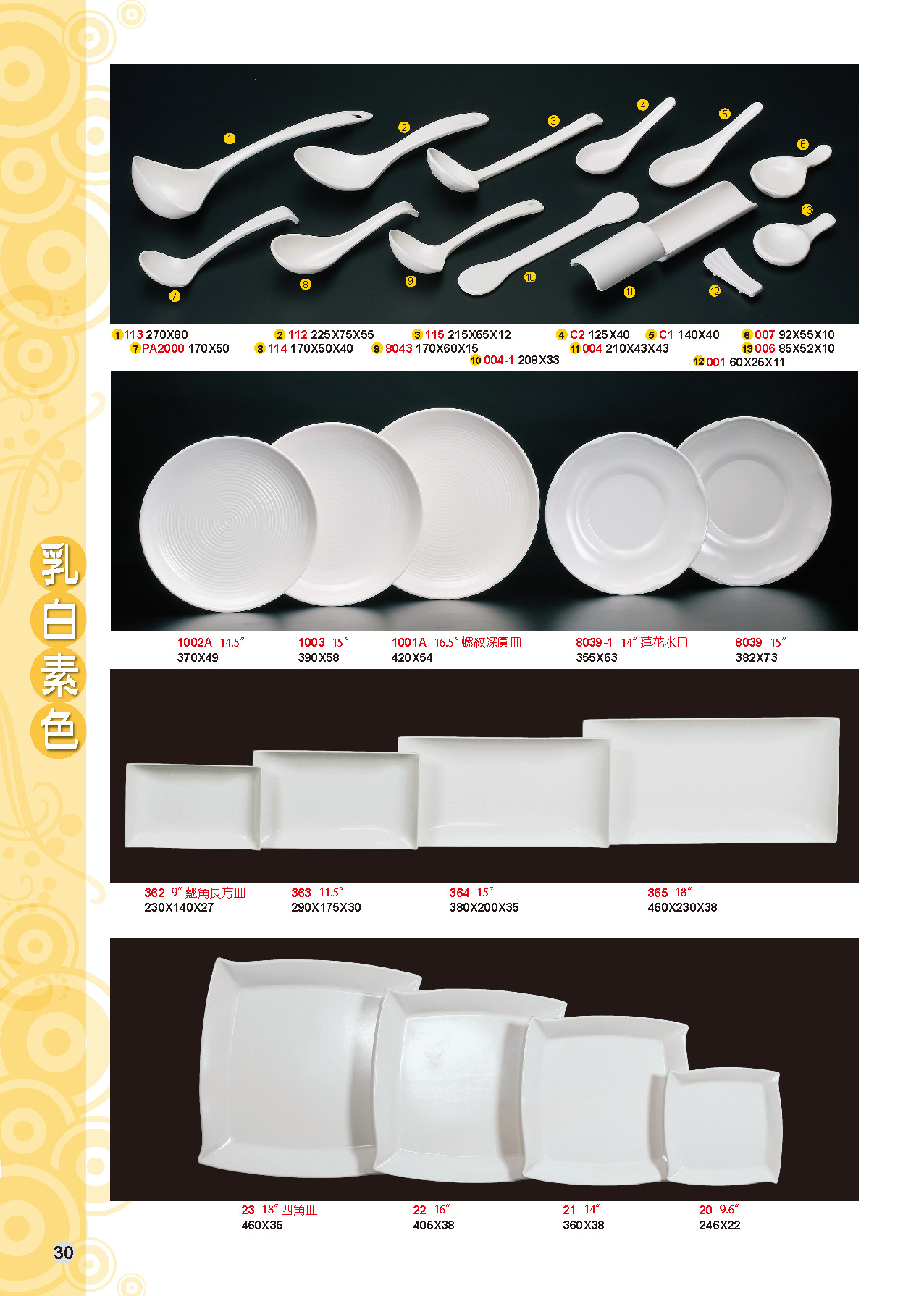 HH-乳白素色美耐皿碗盤