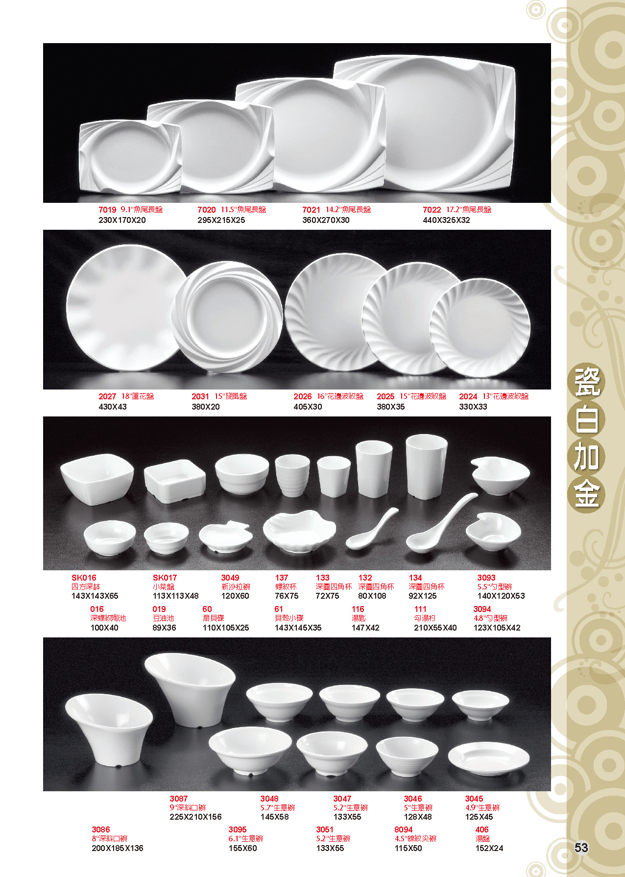 HH-瓷白加金美耐皿碗盤