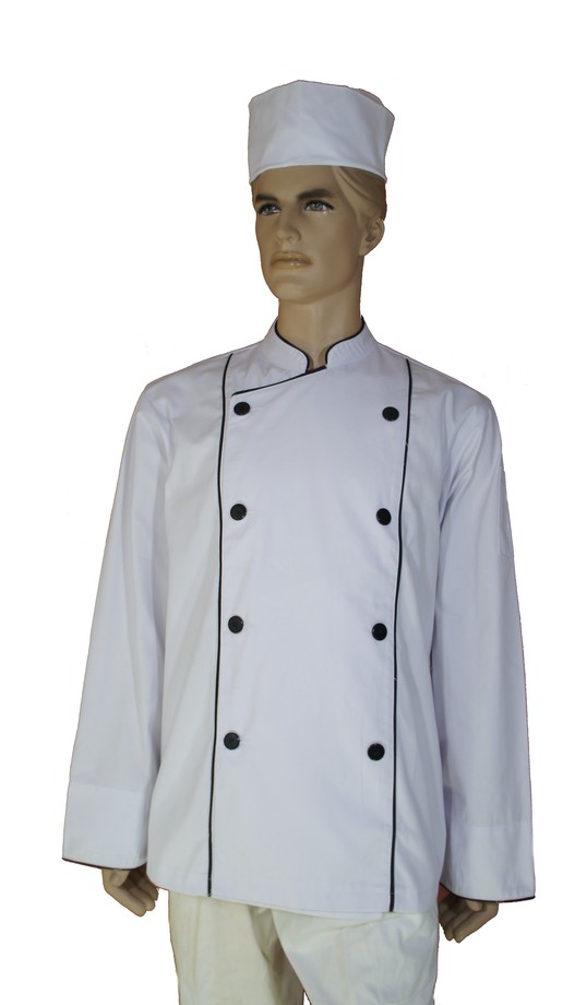 A146(主廚)中山雙排滾雙黑邊長袖廚師服