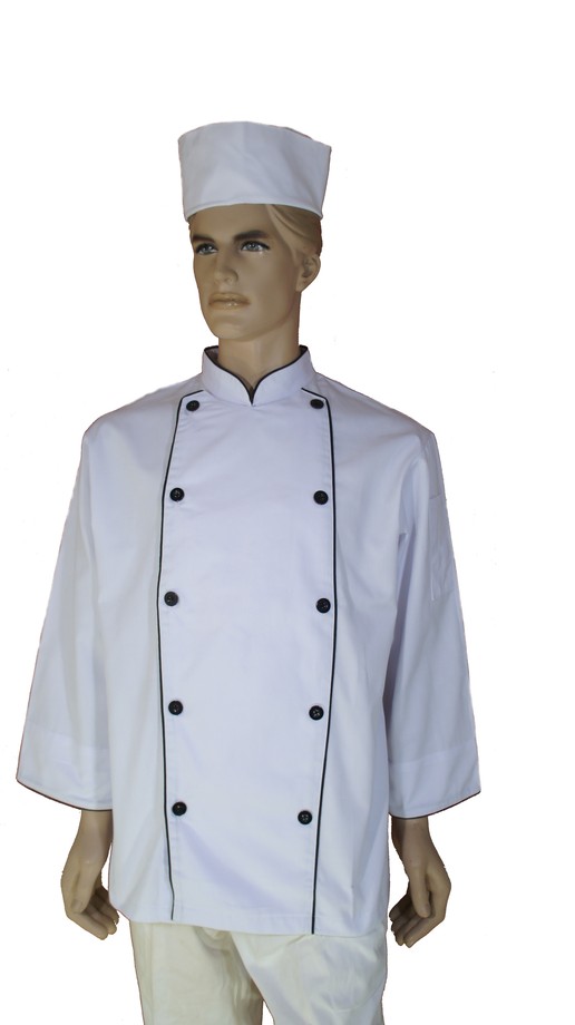 A145(主廚)中山雙排滾雙黑邊七分袖廚師服