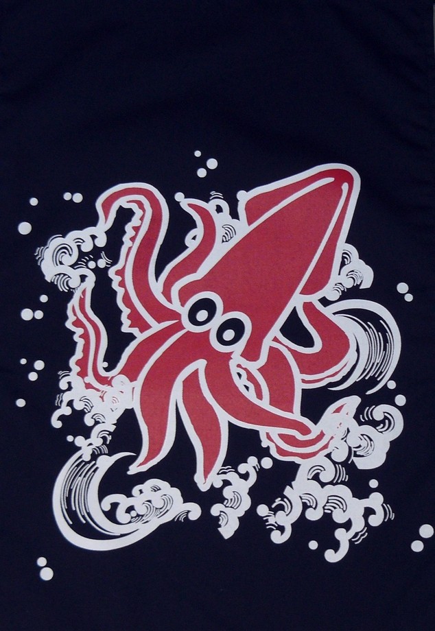 A334-7透抽藍底雙色海鮮單片門簾