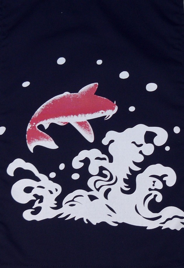 A334-1魚藍底雙色海鮮單片門簾