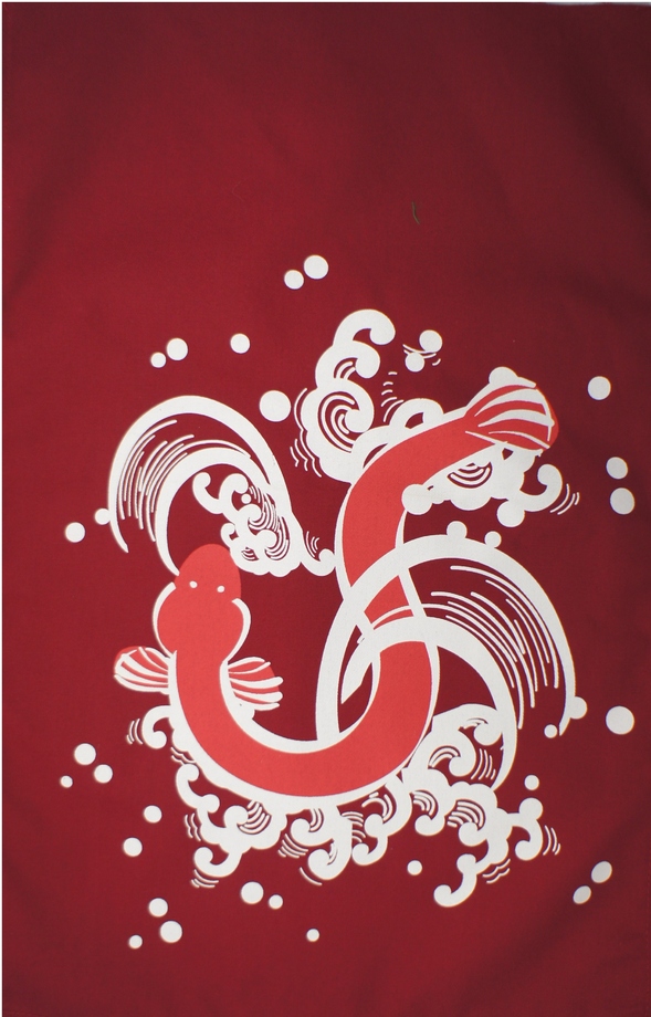 A335-6鰻魚暗紅底雙色海鮮暗紅單片門簾